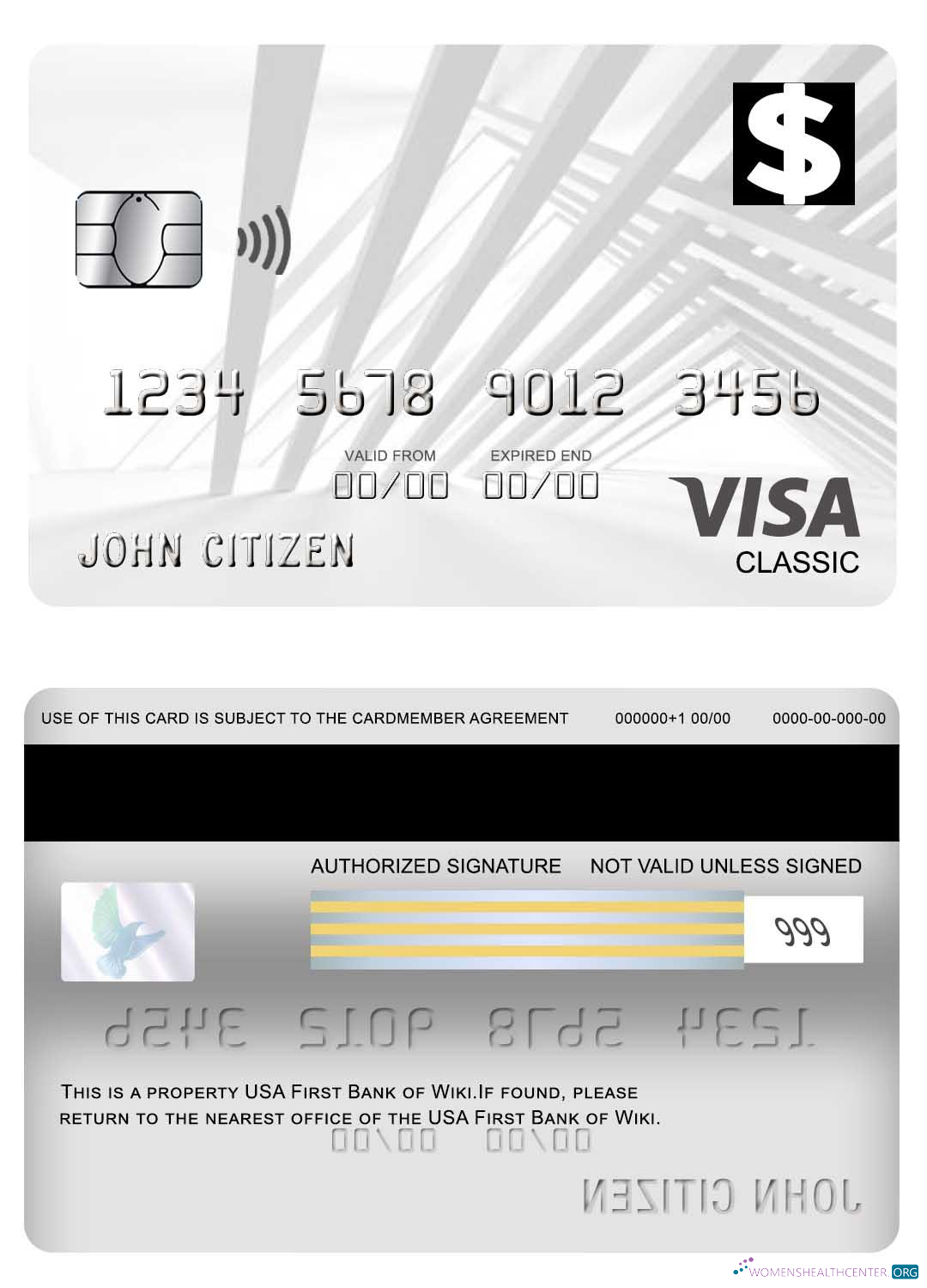 Download USA First Bank of Wiki visa classic card Photoshop template